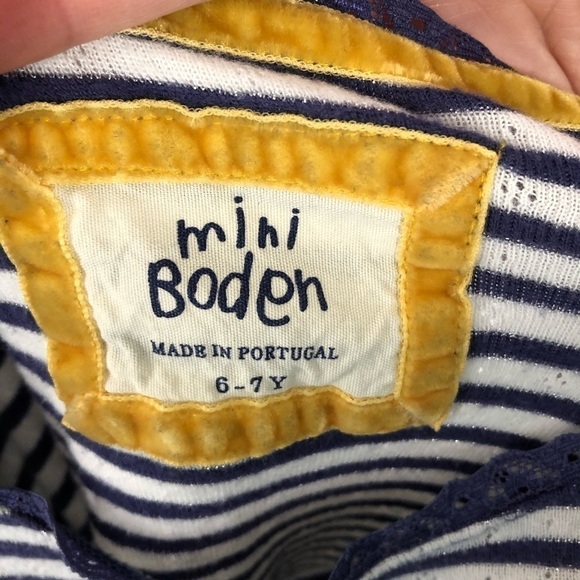 Mini Boden Purple White Striped Long Sleeve Sz 6 - Picture 5 of 6